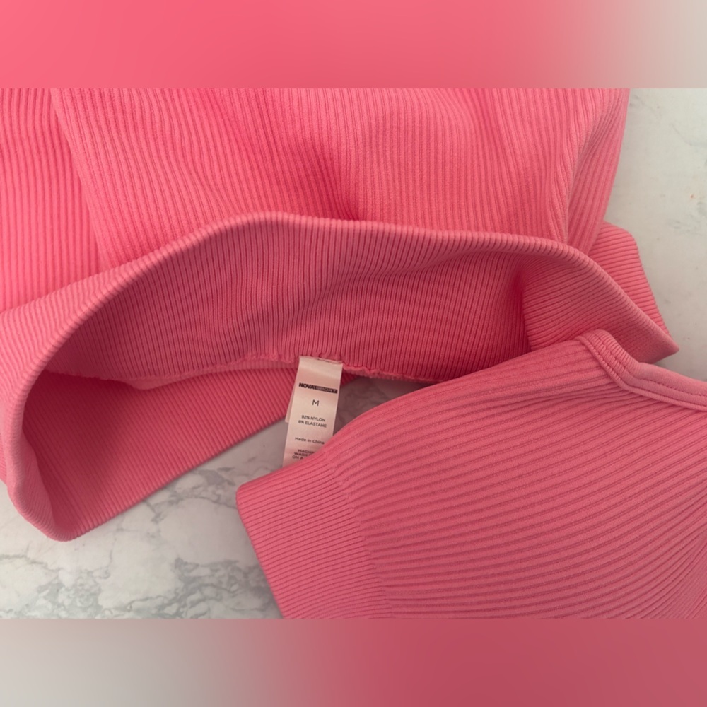 Nova Sport Activewear XL Sports Bra And Medium Bike Shorts Set Pink Ribbed​ - Picture 6 of 7